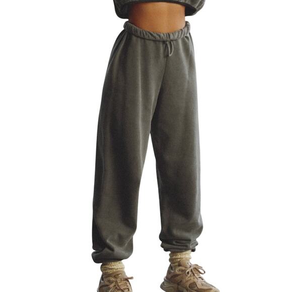 Joah Brown Oversized Jogger Washed Black Drawstring Sweatpants XS/S - Picture 1 of 7